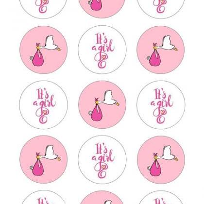 Baby Girl Baby Shower Cupcake Toppers Wafer Paper..