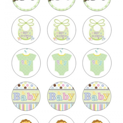 Unisex Baby Shower Cupcake Toppers Wafer Paper..