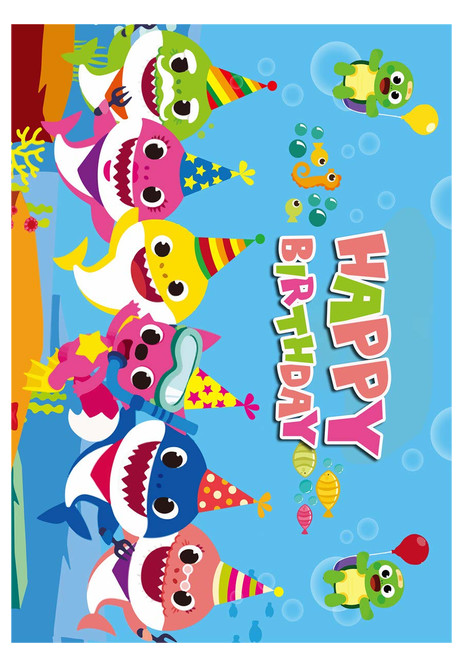Baby Shark A4 Sheet Cake Toppers Wafer Paper Edible Multiple