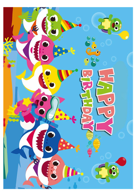 Baby Shark A4 Sheet Cake Toppers Wafer Paper Edible Multiple Designs Personalize