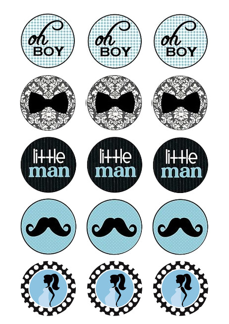Baby Boy Baby Shower Cupcake Toppers Wafer Paper Edible Multiple Designs